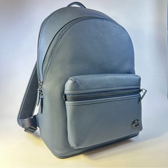 NEW Coach Charter Leather Backpack in Dark Denim Blue - Picture 2 of 13